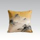 Golden Gradient Chinese Ink Landscape Pillow - Luxury Silk Sofa Cushion
