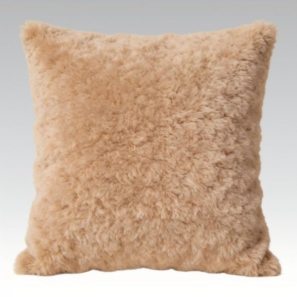 Cream Apricot Lamb Wool Soft Pillow - Cozy Cushion for Bedroom & Sofa