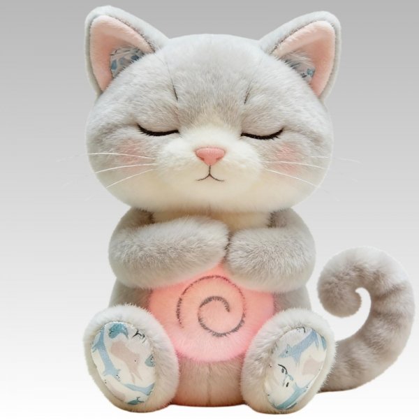 Glowing Gray Cat Plush Toy - Cuddly LED-Stuffed Animal