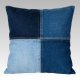 Vintage Denim Patchwork Pillow - Distressed Style Sofa Cushion