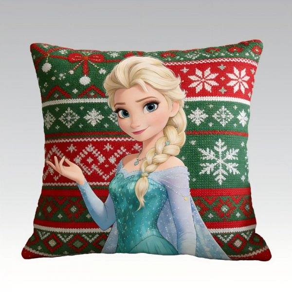 Frozen Elsa Ugly Christmas Sweater Pillow - Festive Kids’ Bedroom Cushion